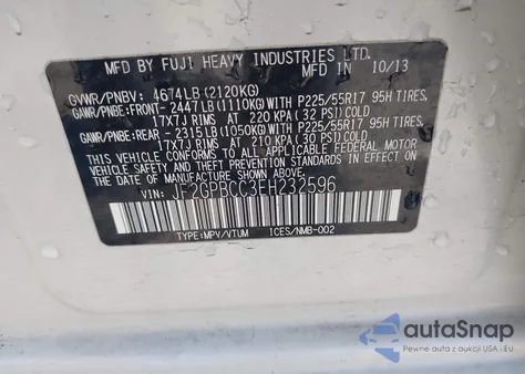 2014 Subaru Xv Crosstrek Hybrid 2.0I z USA, uszkodzony, nr VIN JF2GPBCC3EH232596